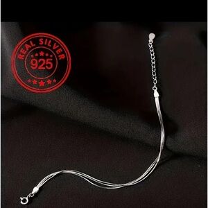 925 Sterling Silver Triple Layer Snake Bone Bracelet- Elegant Boho Chic Style